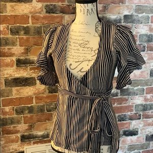 FP a-line wrap top - crea/black stripes